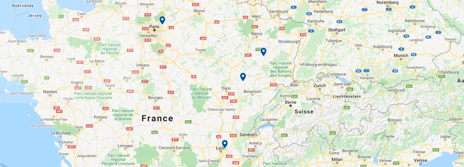 carte d'implantation de l'entreprise